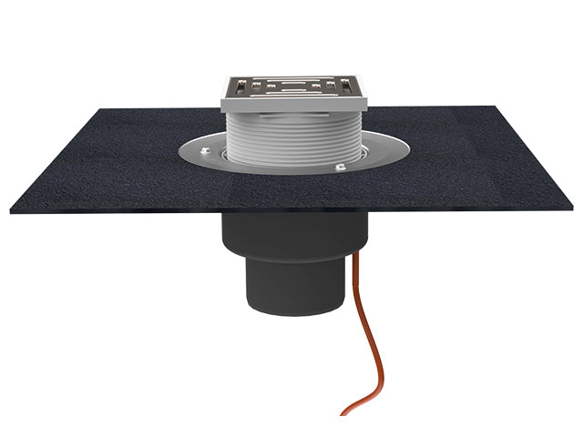 Vertikalni krovni slivnik sa grejačem, inox rešetkom i bitumenskom kragnom – HL62.1BH/7