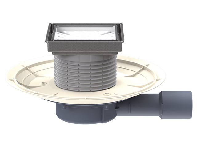 HL90Prblue-3020 – Ekstremno plitak podni slivnik sa rešetkom za pločicu i Primus zatvaračem