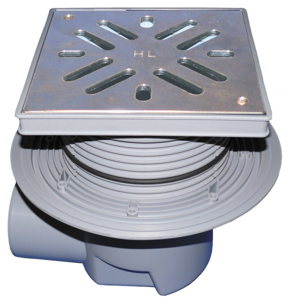 Horizontalni dvorišni slivnik HL615S – INOX rešetka, DN110, sa prirubnicom, HL