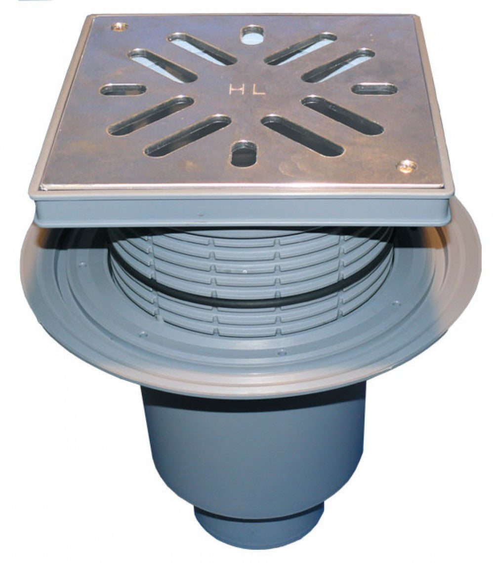 Vertikalni dvorišni slivnik HL616S – INOX rešetka, DN110, klasa A, HL