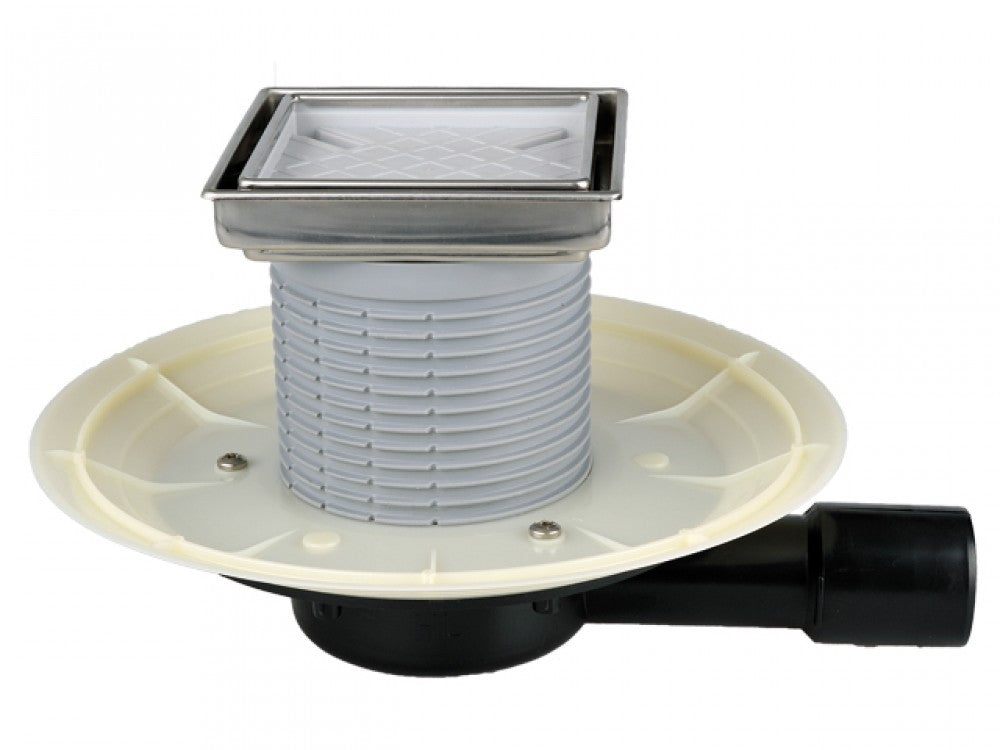 HL90Prblue-3020 – Plitki podni slivnik sa pločicom za popločavanje i PRIMUS blue sifonom